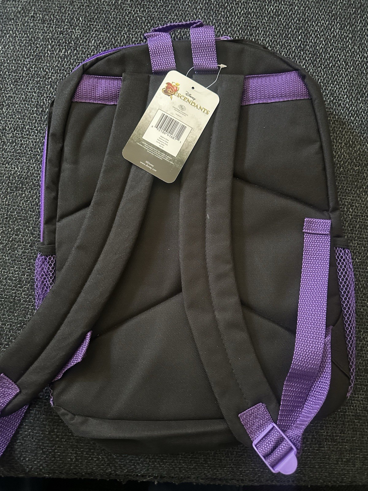 Disney Descendants Mal Evie Large 16” Girls Black/Purple Polyester Backpack Zip