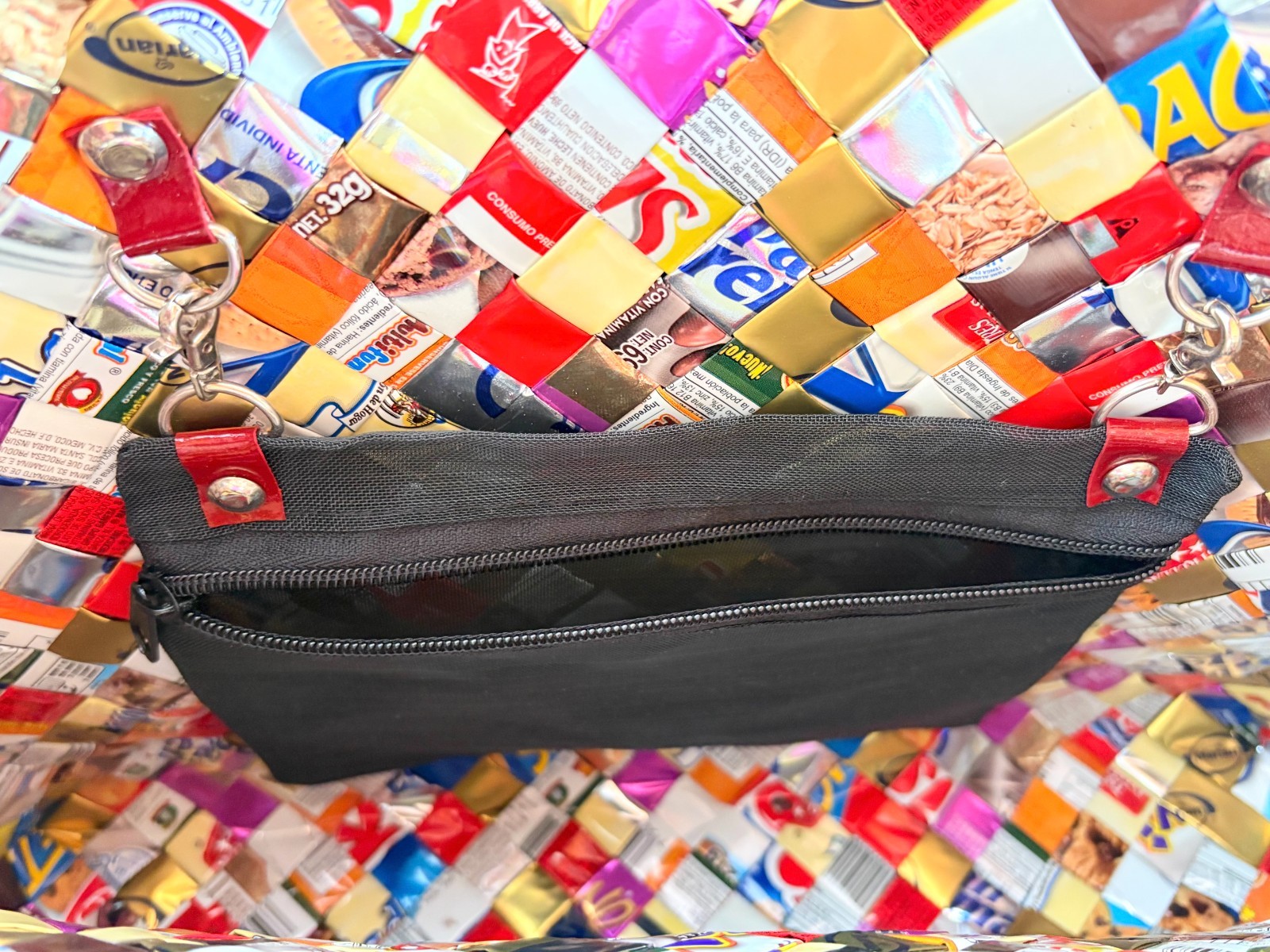 Nahui Ollin Handcrafted Shoulder Bag Tote Purse Style S05 Recycled Wrappers