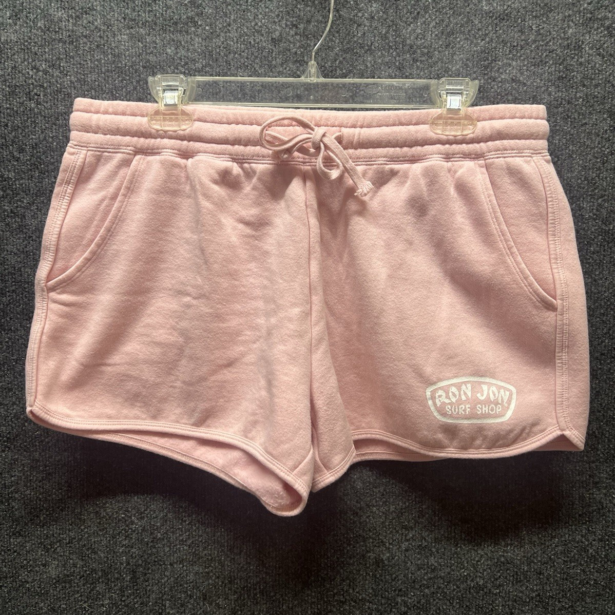 Ron Jon Surf Shop Women’s Pink Sweat Shorts M Drawstring Elastic Waist Pockets
