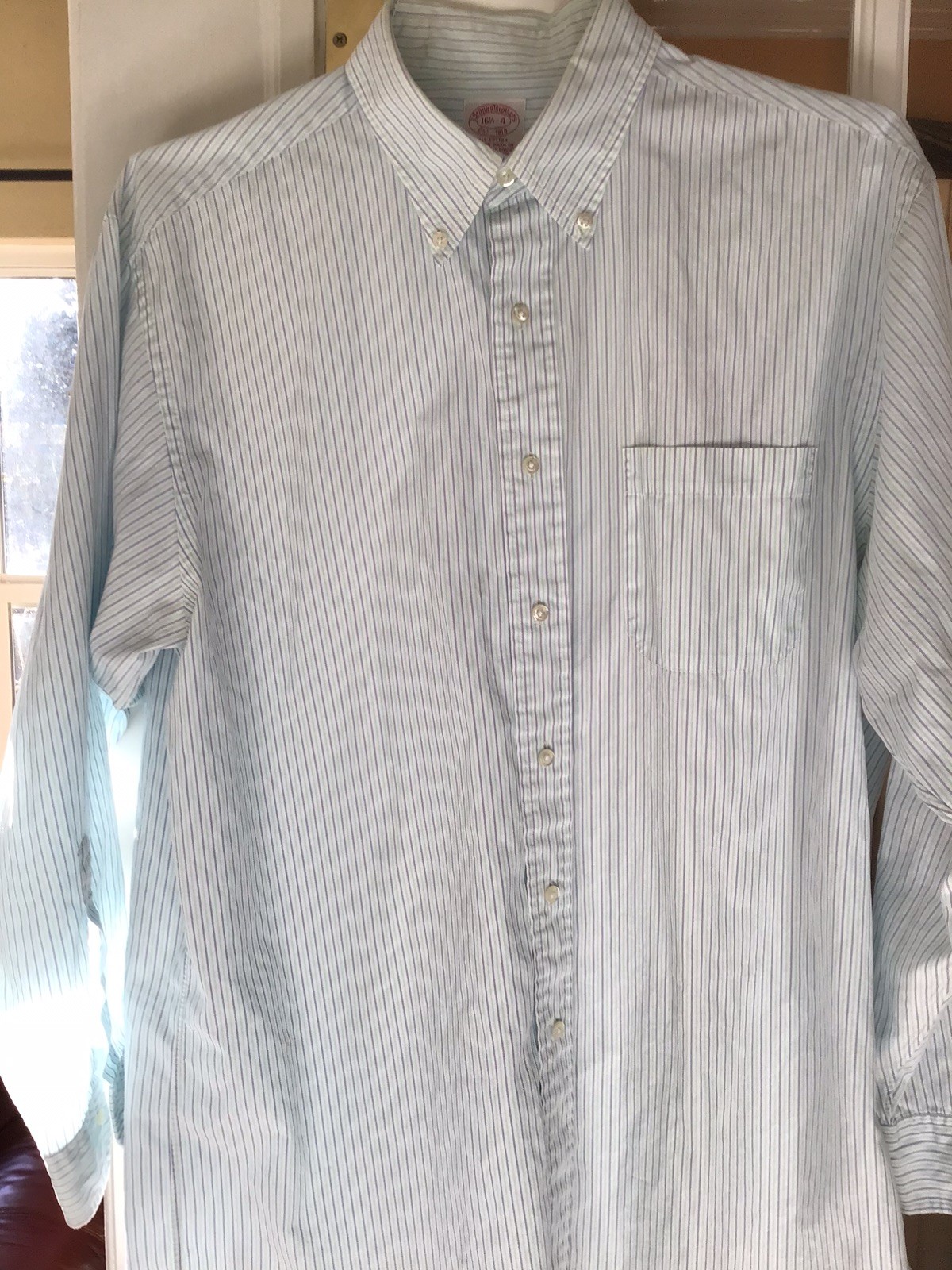 Brooks Brothers Businessman Dress Shirt Mens 16 1/2 – 4 Blue Stripe Cotton Blue