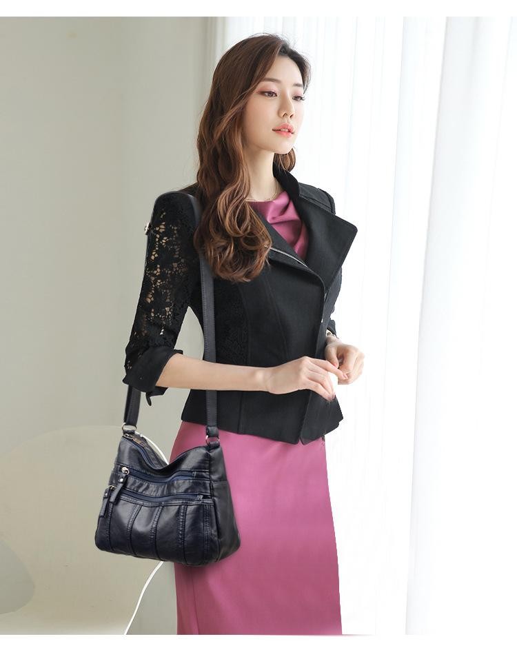 Women’s Soft Leather Crossbody Bag, 2025 Retro Multi-pocket Shoulder Handbag