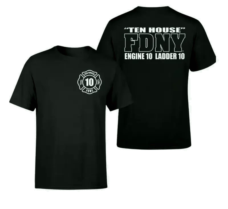 FDNY Ten House Engine 10 Ladder 10 T-Shirt, Vintage Streetwear Firefighter Tee,
