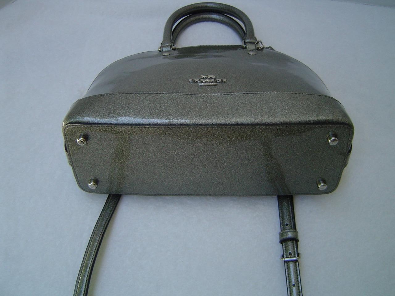 AUTHENTIC COACH SILVER GLITTER PATENT LEATHER MINI SIERRA SATCHEL #29134 EUC/LN