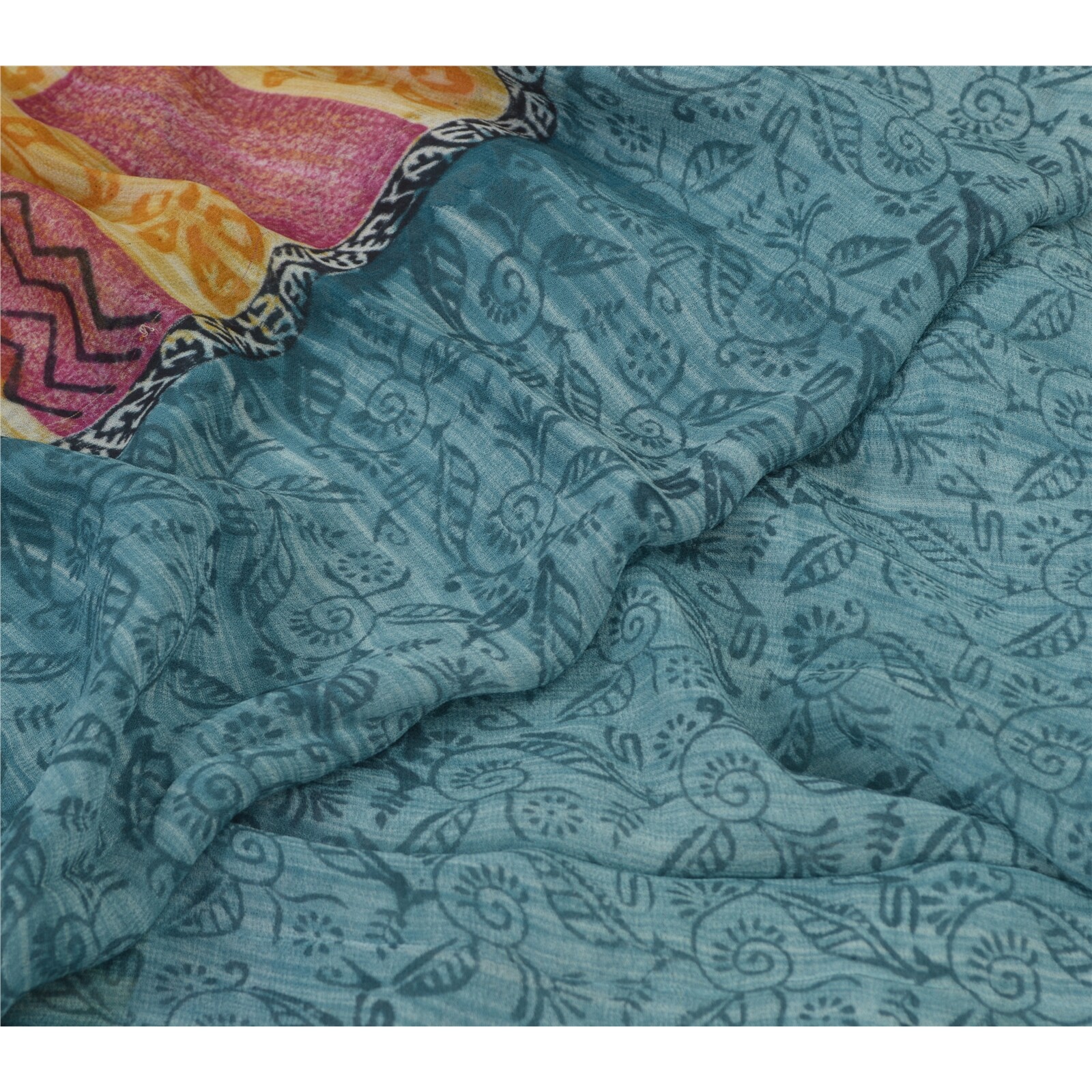 Sanskriti Vintage Multicolor Sari Blend Georgette Fabric Craft Printed Sarees