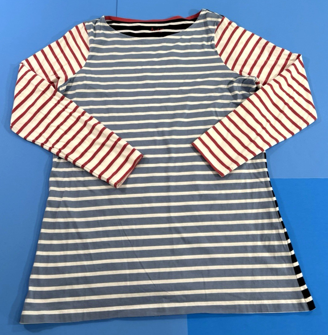 NEW BODEN WOMENS STRIPED LONG SLEEVE BRETON T-SHIRT MULTI COLOR SIZE UK 18 US 14
