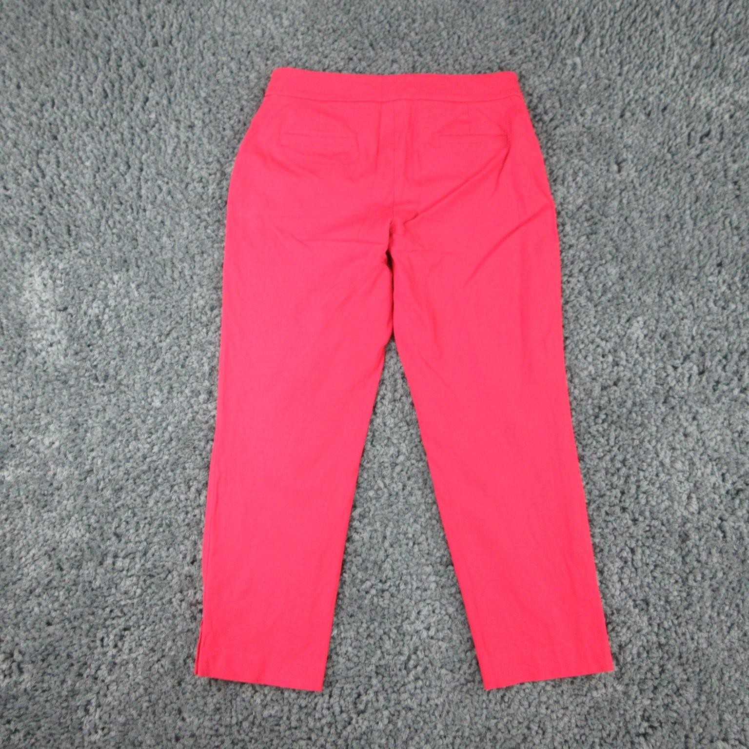 Talbots Pants Womens 6 Pink Capri Curvy Twill Flat Front Zip Button Hem 30×25.5*