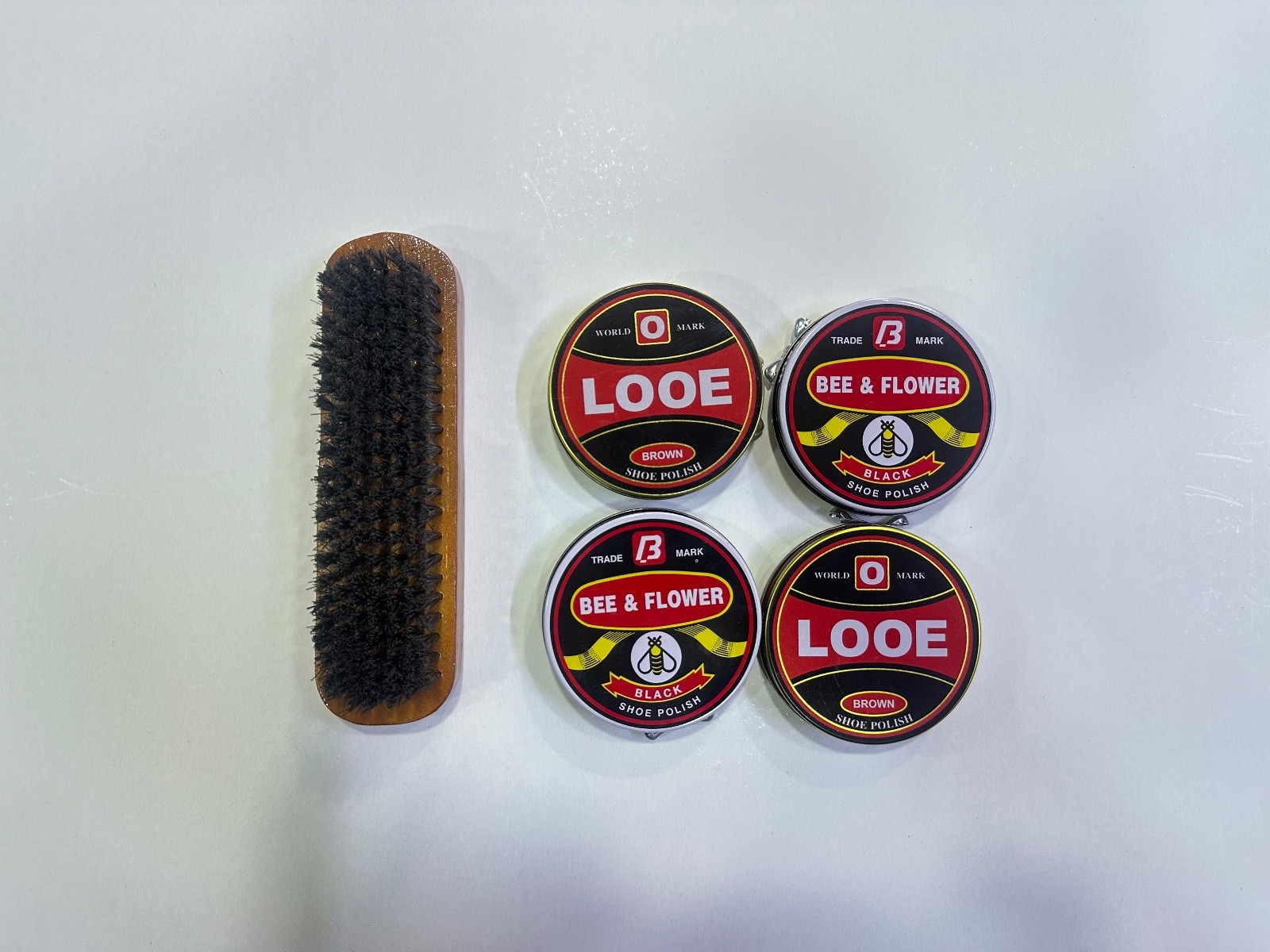Shoe Polish Kit Set 4 Pcs (2 Black + 2 Brown) with Brush – Leather Shoe Care Cle