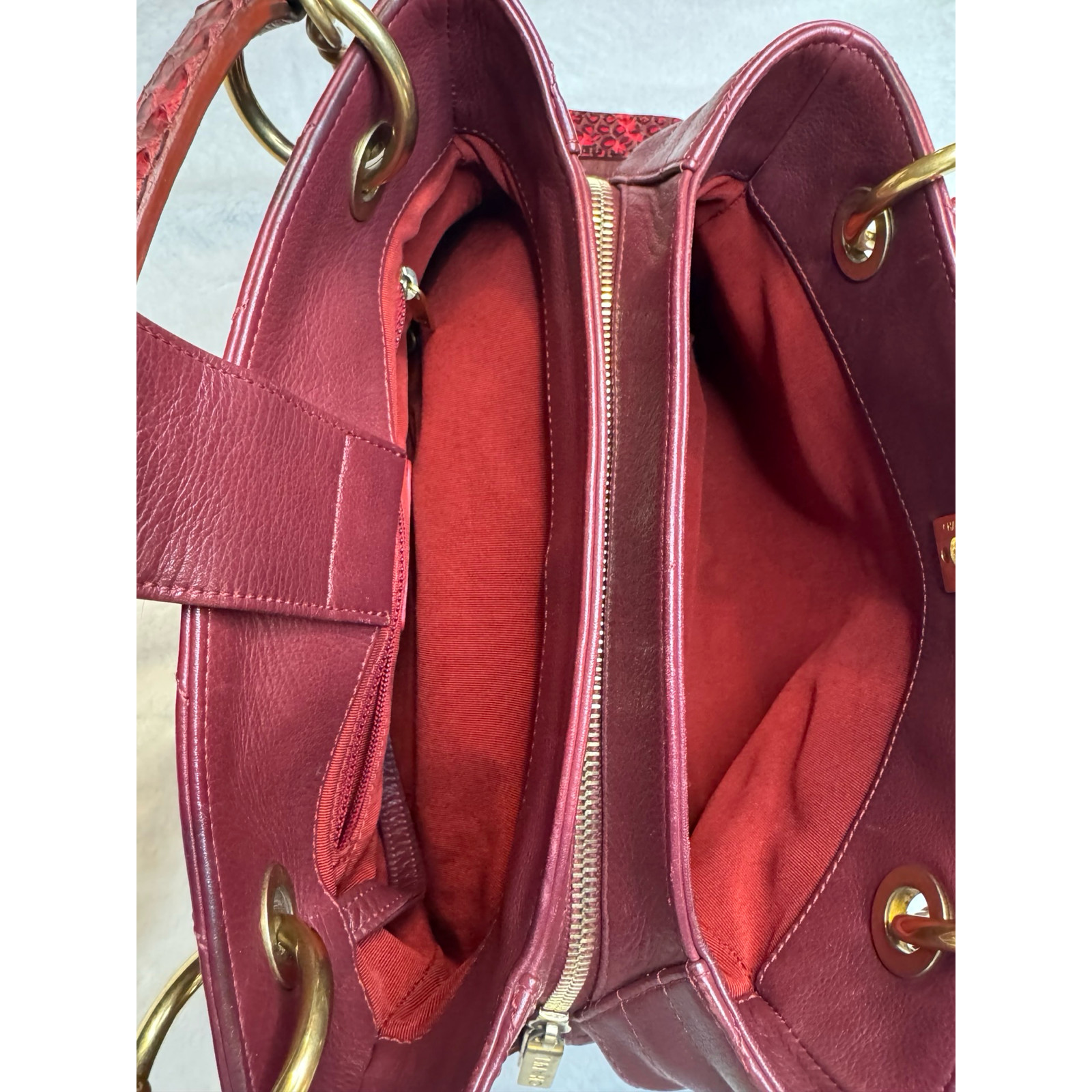 Chanel Chevron Chic Shopping Tote Burgundy Lambskin Elaphe Snakeskin Strap Gold
