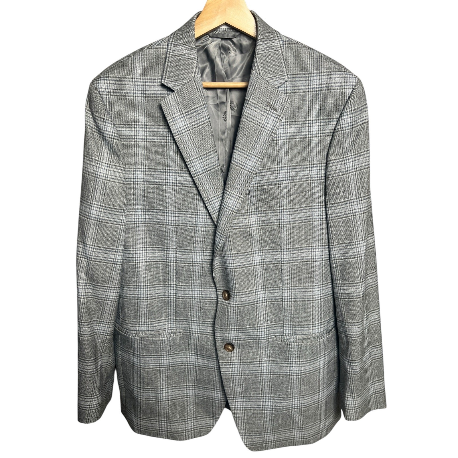 Unbranded Made In Vietnam Plaid Gray Suit Blazer *Dimensions In Pictures*