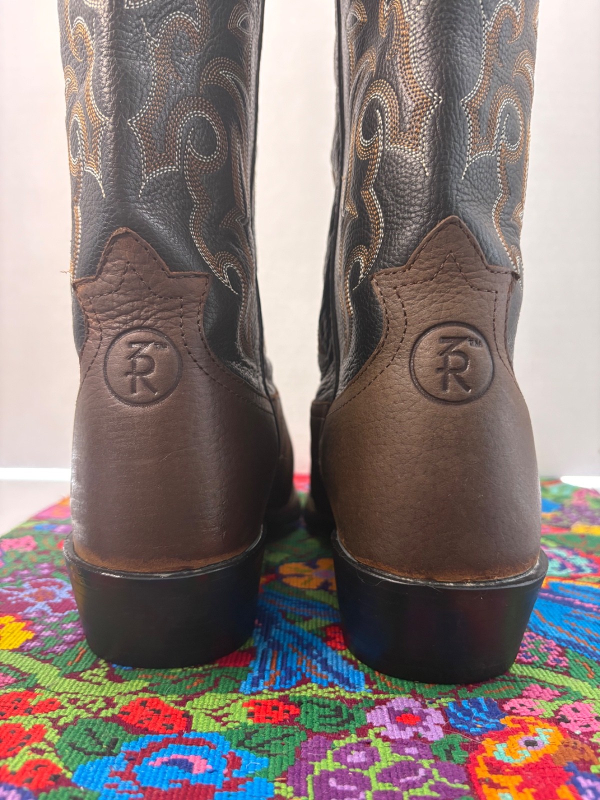 TONY LAMA RR400J Men’s Brown Bullhide Leather Rodeo Cowboy Boots 9EE EUC