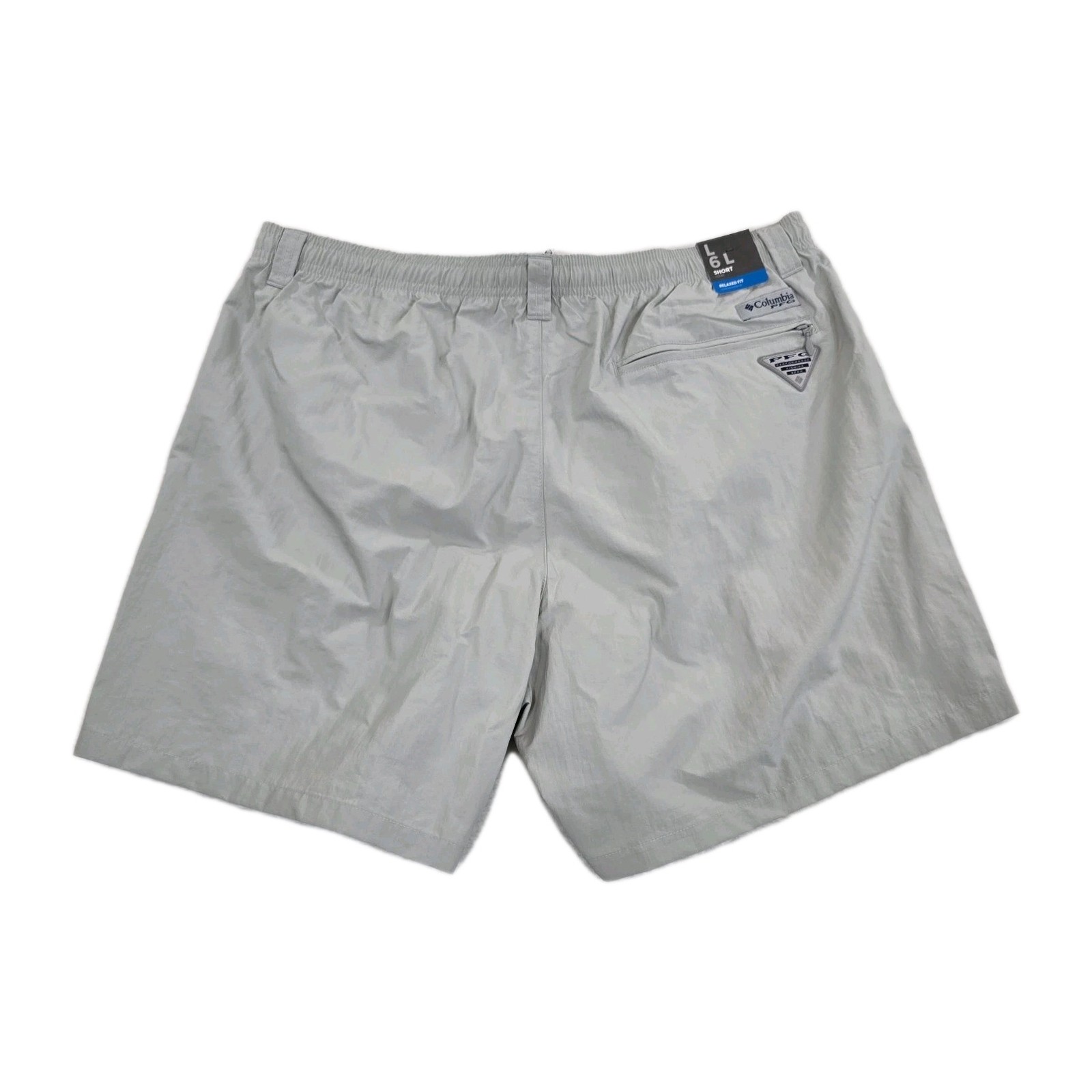 Columbia PFG Shorts Mens L Gray Backcast IV 6 In Inseam Swim Trunks Omni-Shade