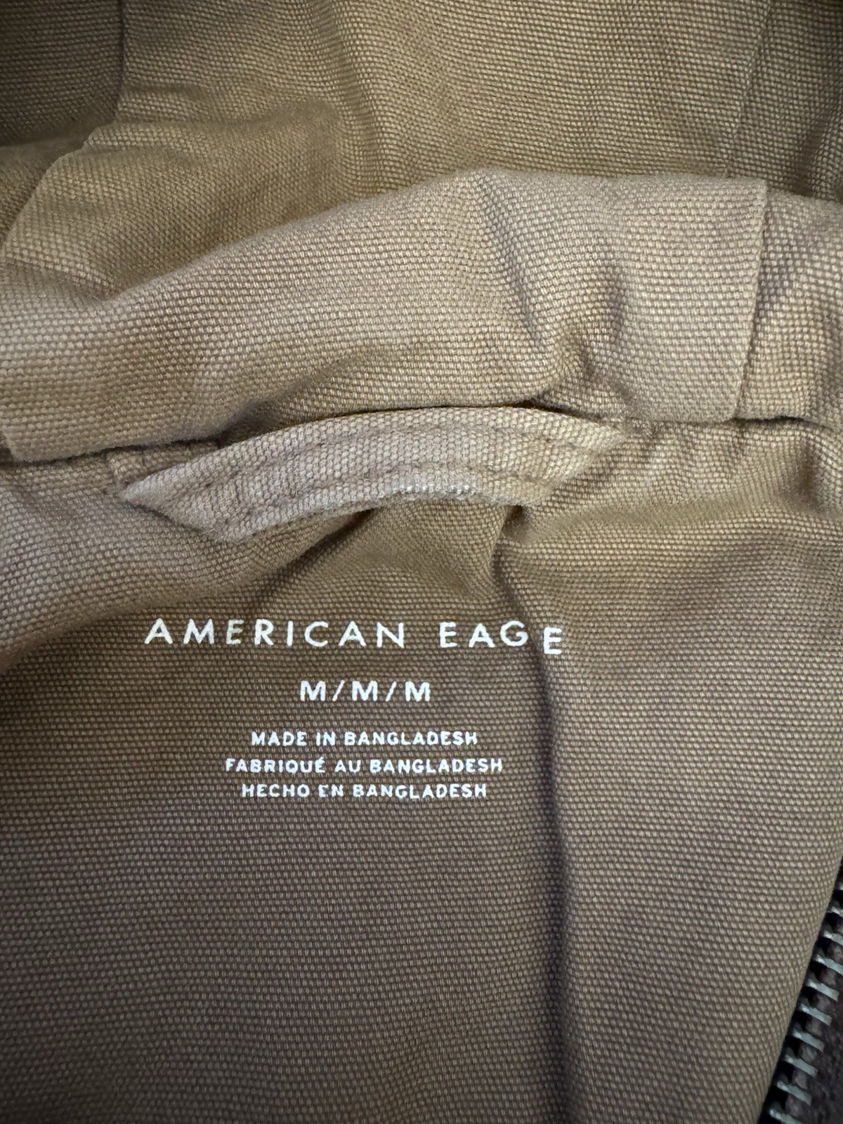 American Eagle Brown Full Zip Hooded Jacket Hoodie Men’s M 100% Cotton Canvas