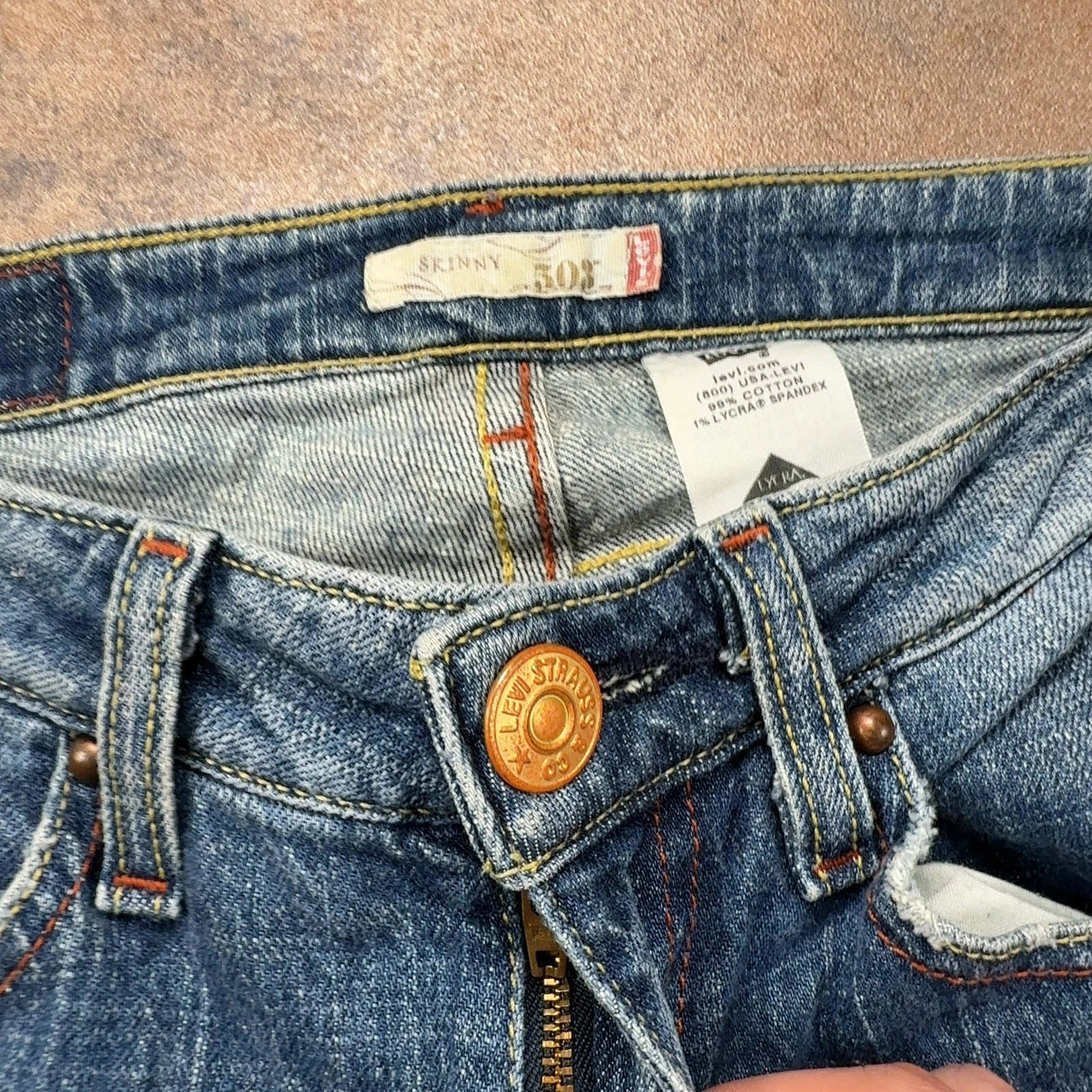 LEVI’S 508 Jeans Womens (28 Inch Waist) (31 Inch Leg) Slim Fit Blue Denim