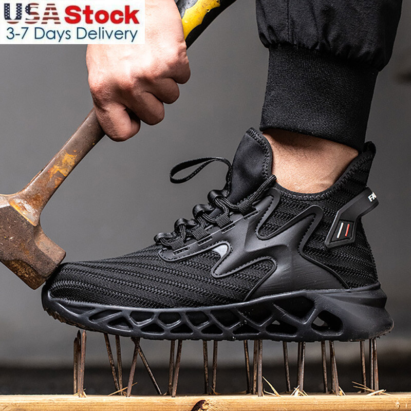 Mens’ Sneakers Safety Work Shoes Steel Toe Anti-smash Boots Indestructible Shoes