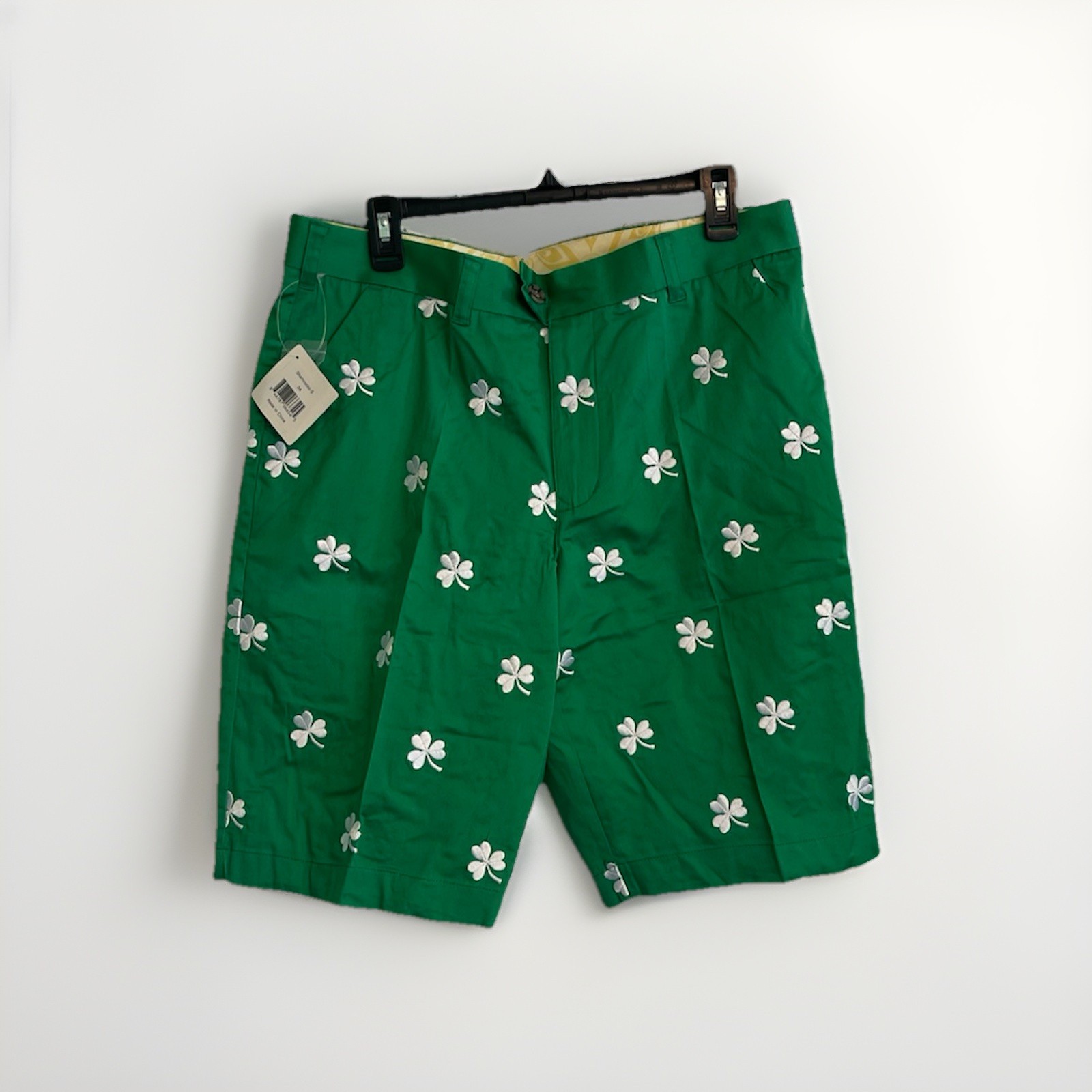 LoudMouth Golf Lucky Clover St Patricks Irish Shorts Shamrock Men’s 34 NWOT