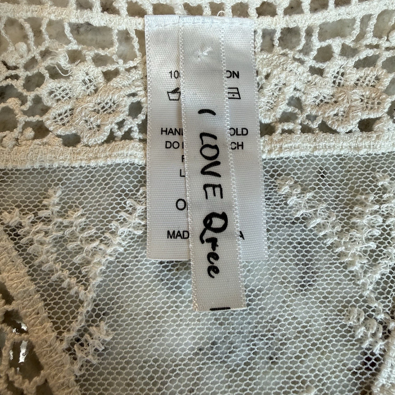 Lace Tank Top Boho Sheer Crochet Mesh Racerback Ruffle Hem One Size Ivory