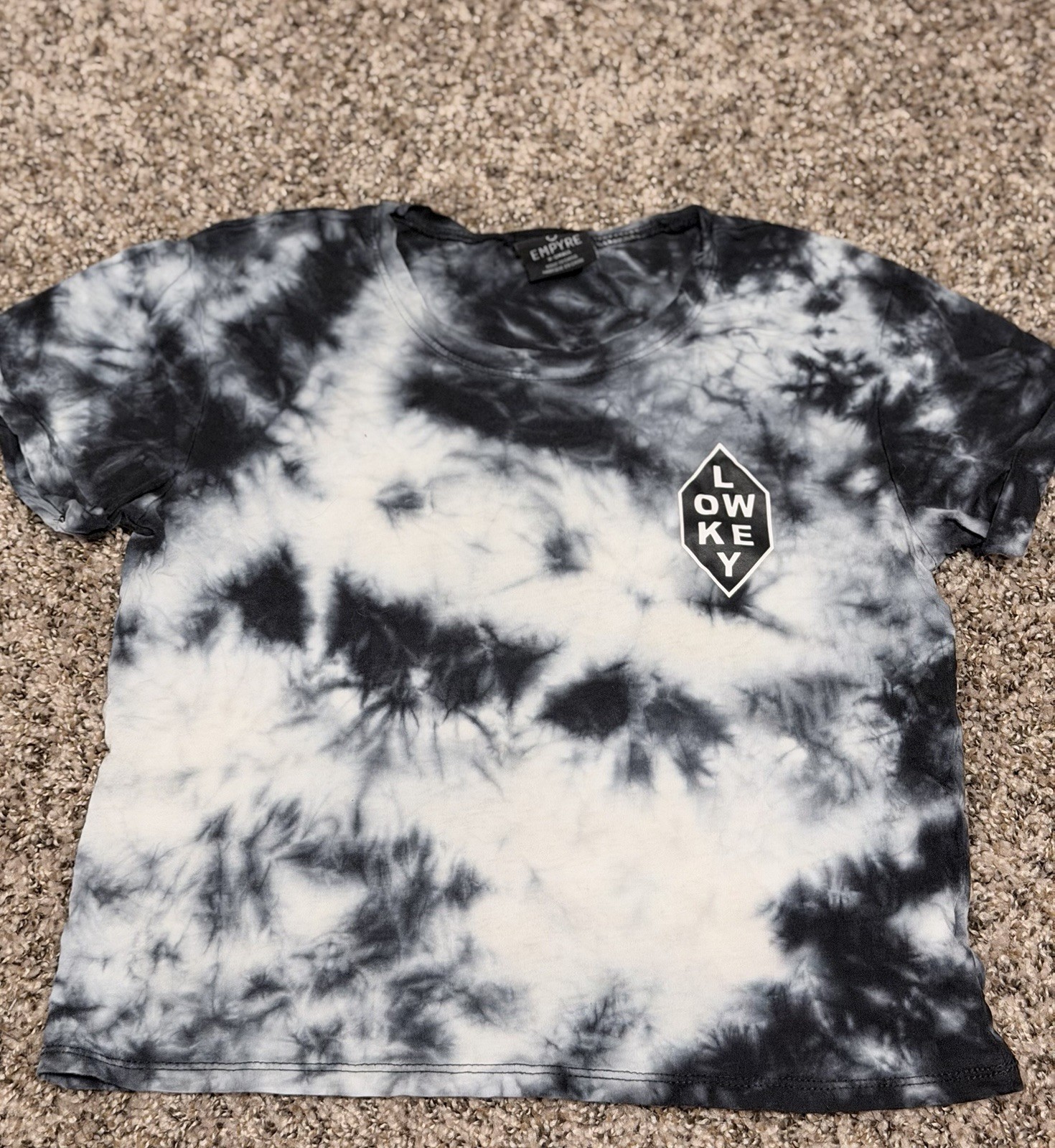 Empyre Tie-Dye Lowkey Logo Crew Neck Short Sleeve T-Shirt Black/White XS