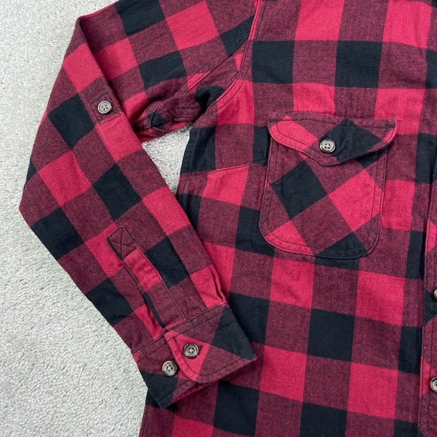 Five Brother Womens Shirt Medium Red Black Buffalo Plaid Heavy Flannel Tunic