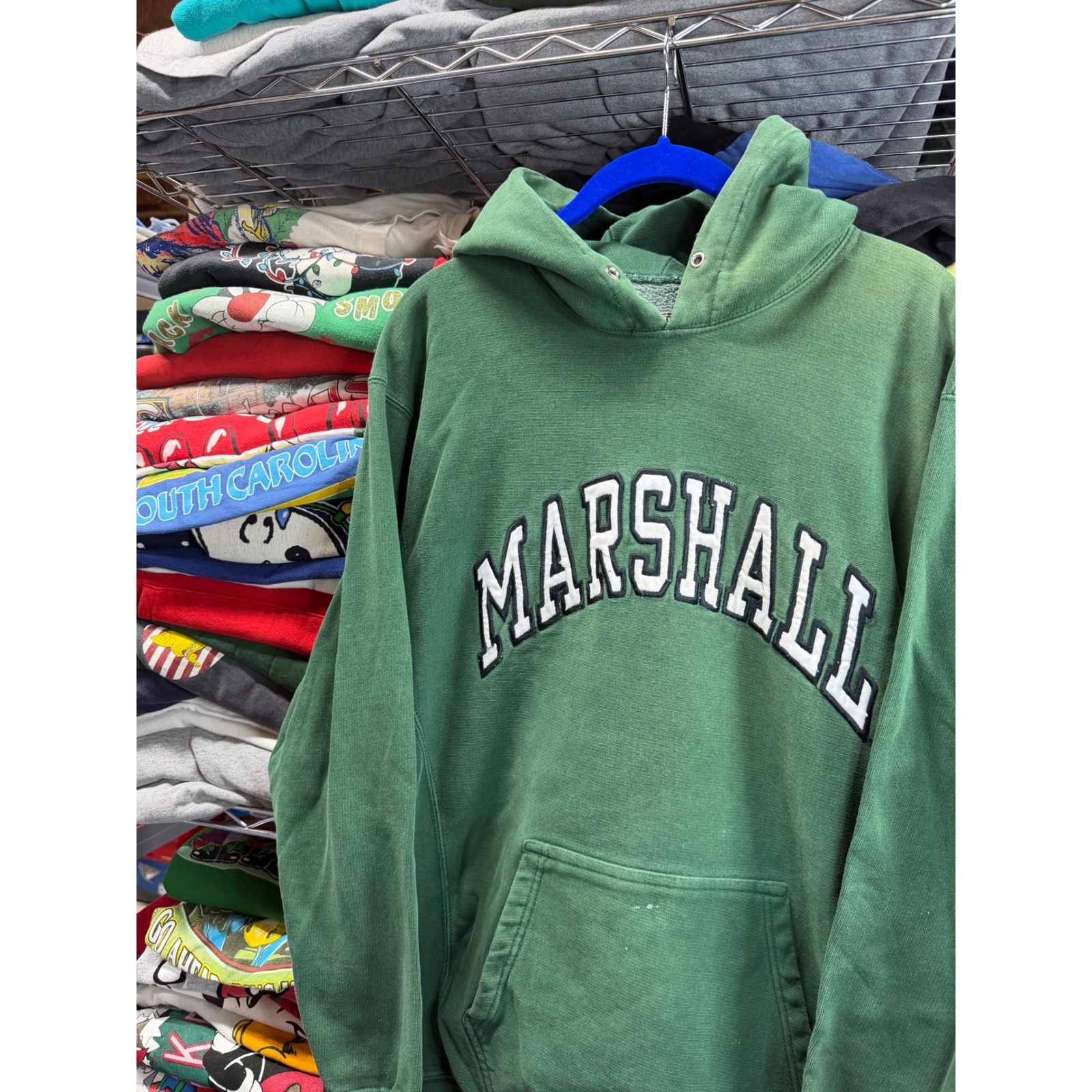 Steve & Barrys Marshall University Hoodie Mens Y2K Green Collegiate Sweatshirt