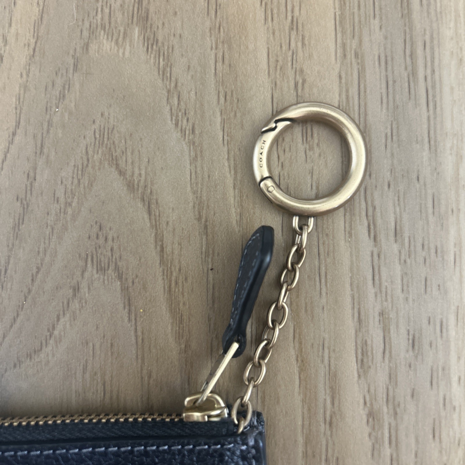 Coach Key Ring Coin Case Black Tabby pattern