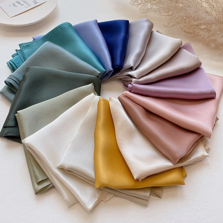 100% Pure Silk Solid Color Square Scarf Silk Hair Scarf 53cm/21” Neck Scarf
