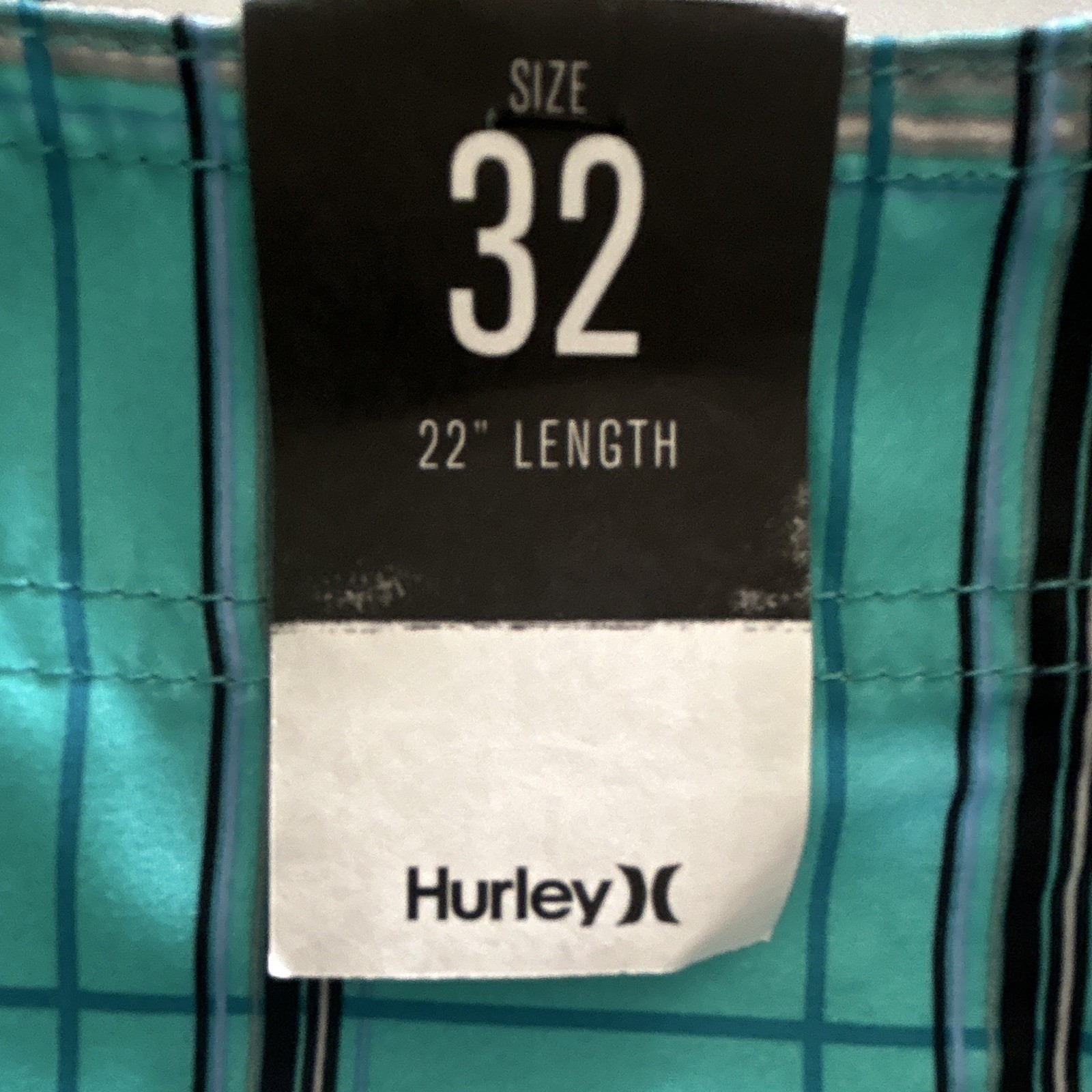 Hurley Men’s Plaid Board Shorts Blue Size 32 Drawstring Pockets
