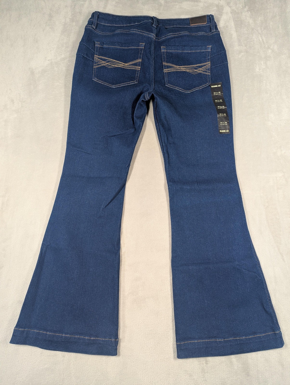 Rank 45 Mid Rise Flare Jeans Womens 34 Blue Med Wash Stretch Denim Casual