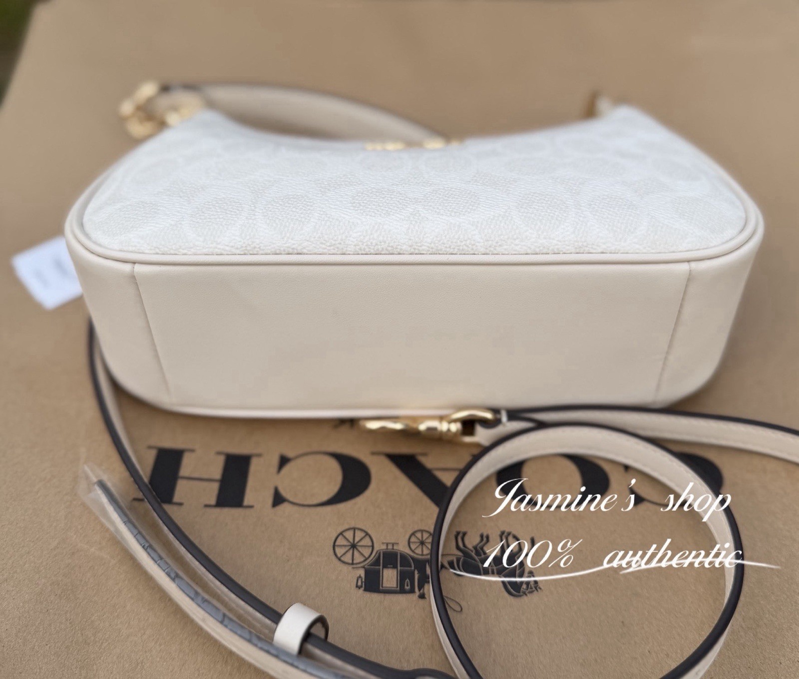 NWT Coach Teri Shoulder Bag In Signature Canvas CV933 Gold/White/Chalk