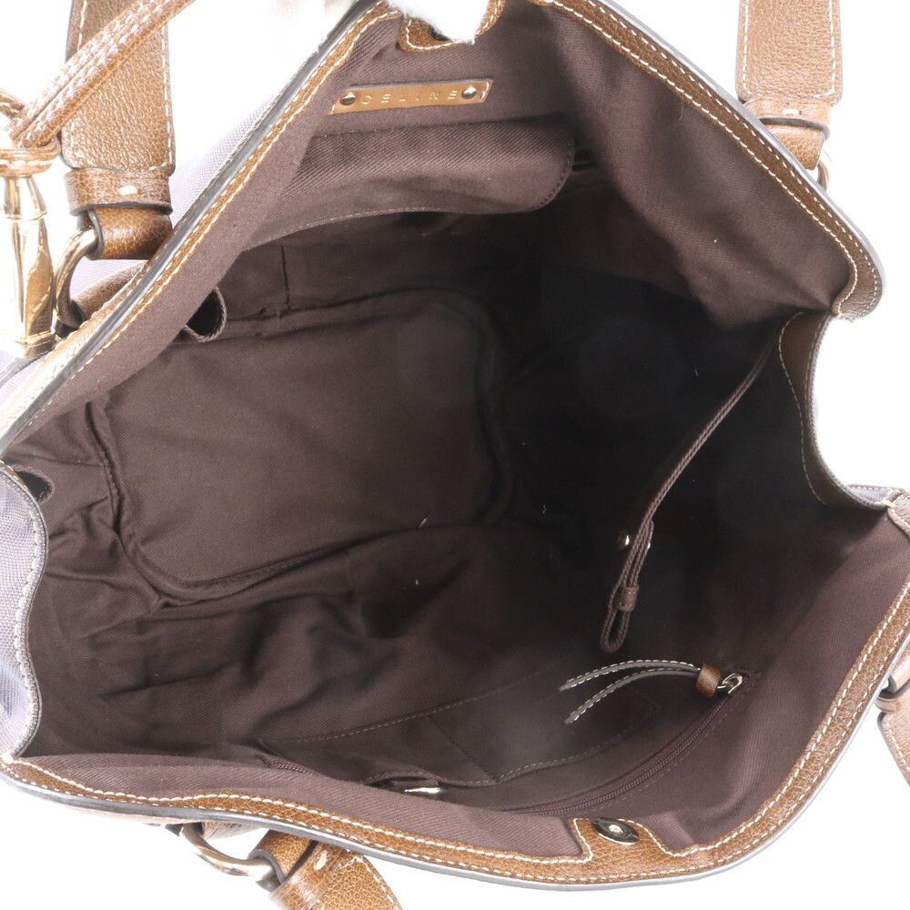 CELINE Tote bag Horse carriage Bittersweet leather canvas Auth From Japan