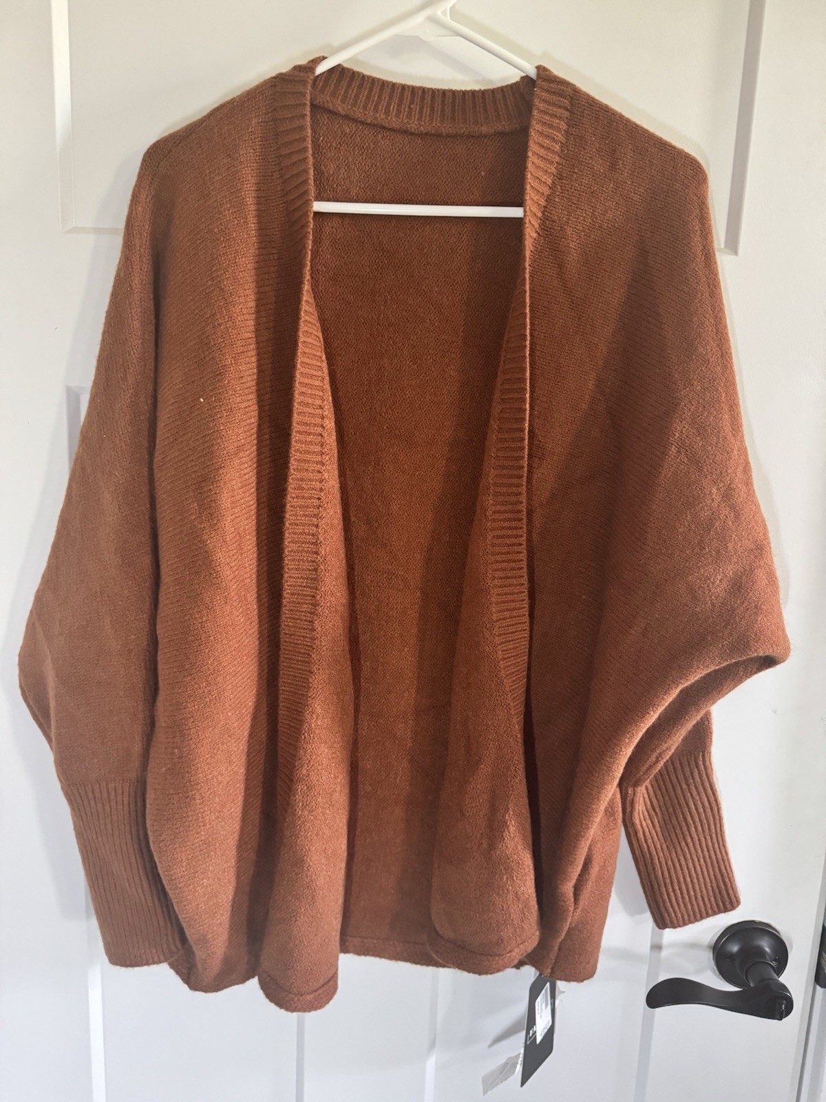 Rust Orange Batwing Dolman Sleeve Open Front Cardigan Sweater Women’s Medium NWT