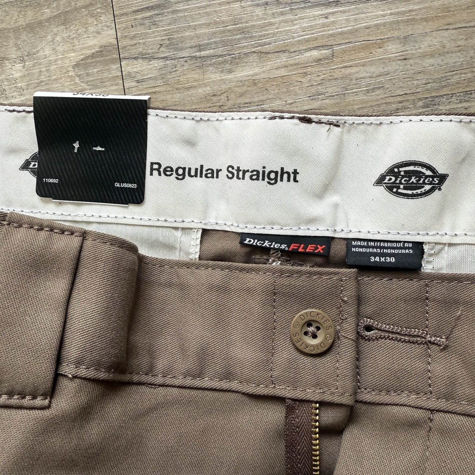 Dickies Cargo Work Pant 34×30 Regular Fit Flex Straight Leg Brown Khaki Work NEW