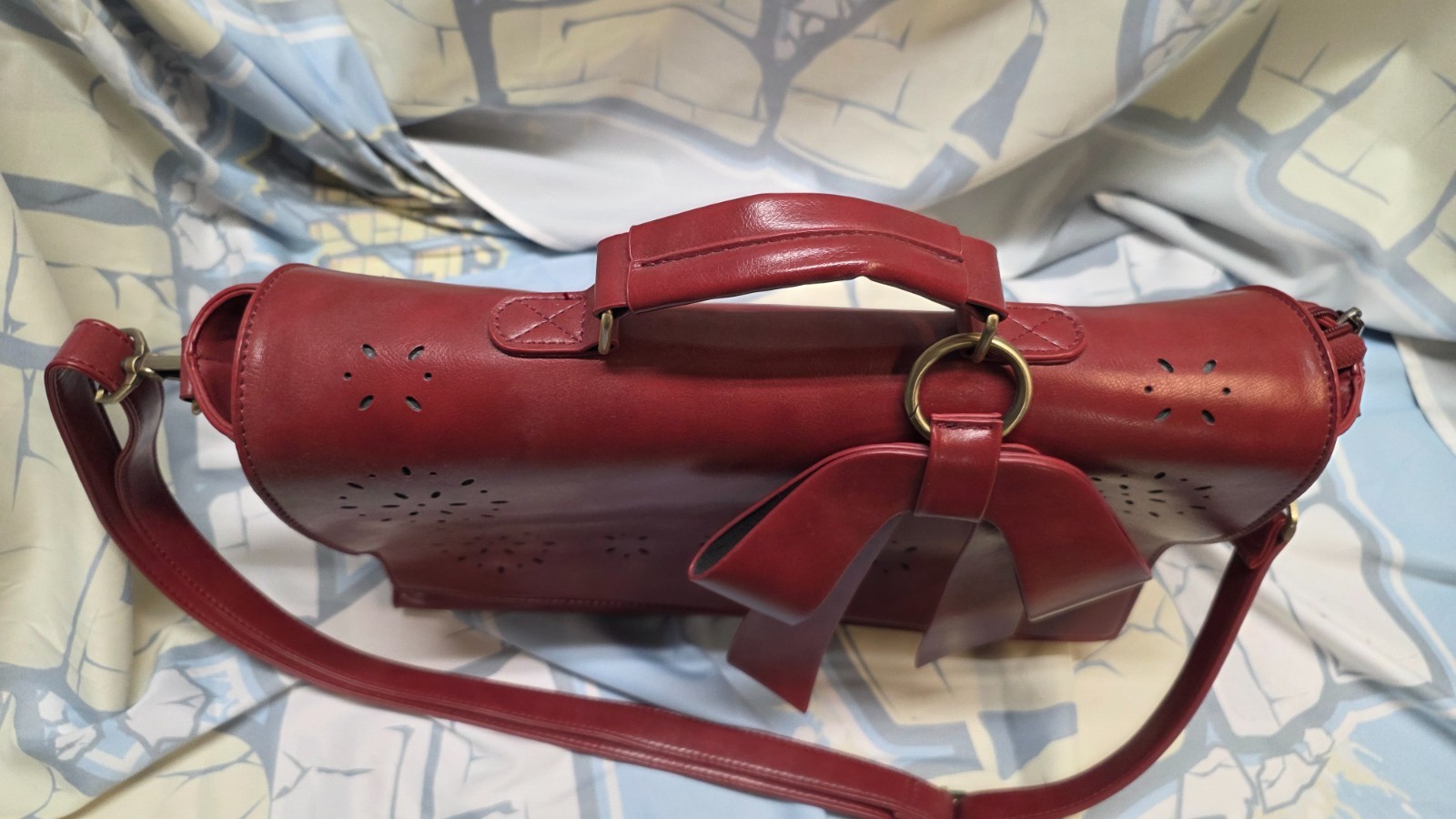 ECOSUSI Vegan Leather Laptop Bag Briefcase Crossbody Messenger Bag Red