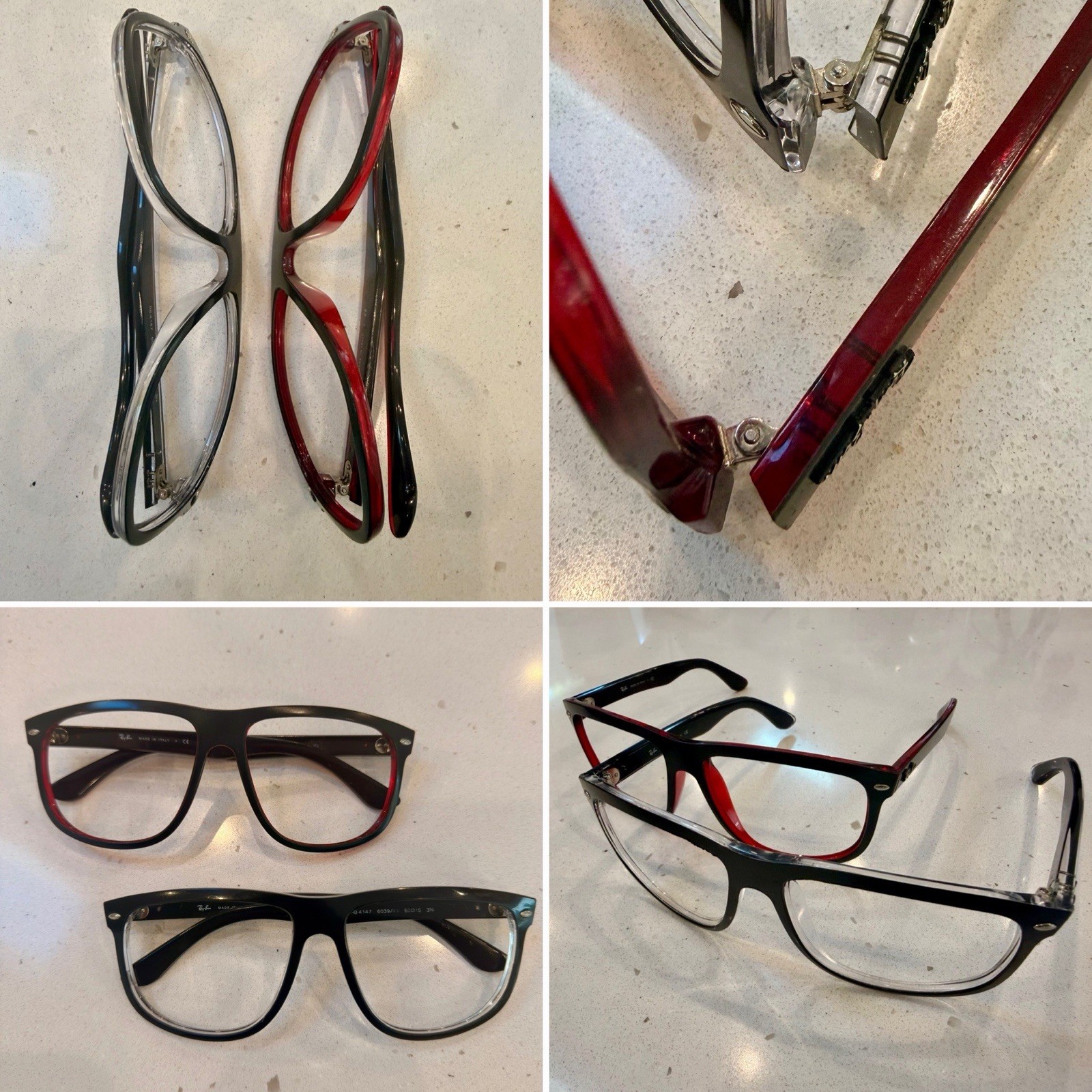 Ray-Ban RB4147 Eyeglass Frames Lot of 2 – 60/15 – Made in Italy – Authentic