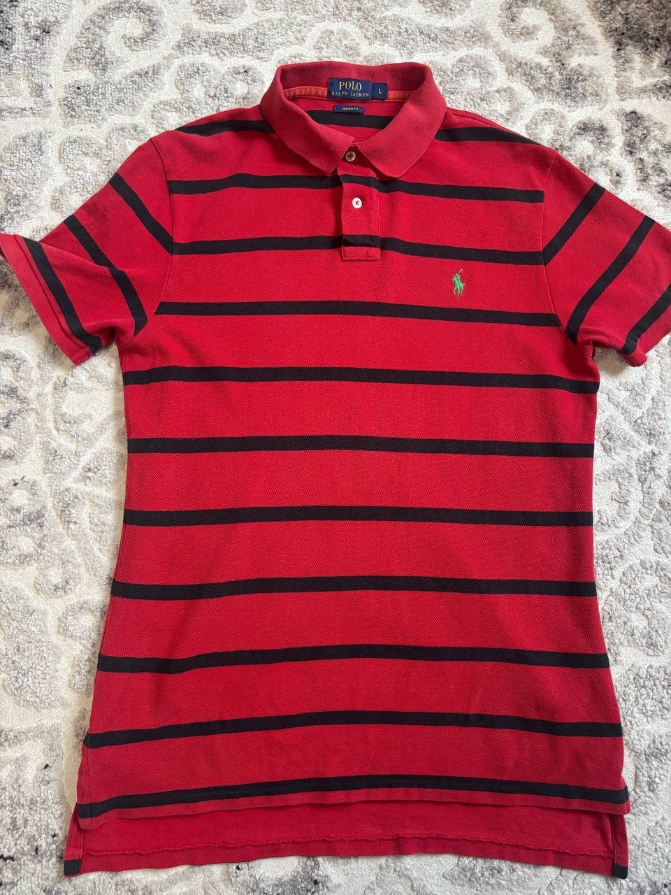 Vintage Rare Stylish Polo Ralph Lauren Polo Shirt Size L, Rare Red with Black