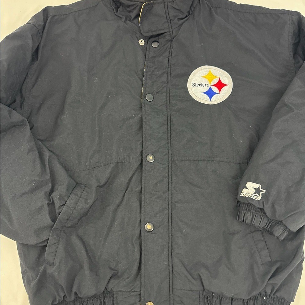 Men’s Steelers STARTER Black Varsity Jacket Size Large