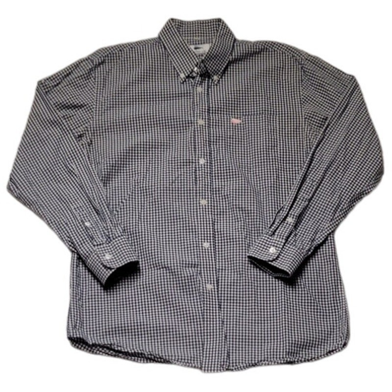 Southern Lure Gingham Button Down Shirt Long Sleeve Navy Blue & White – L