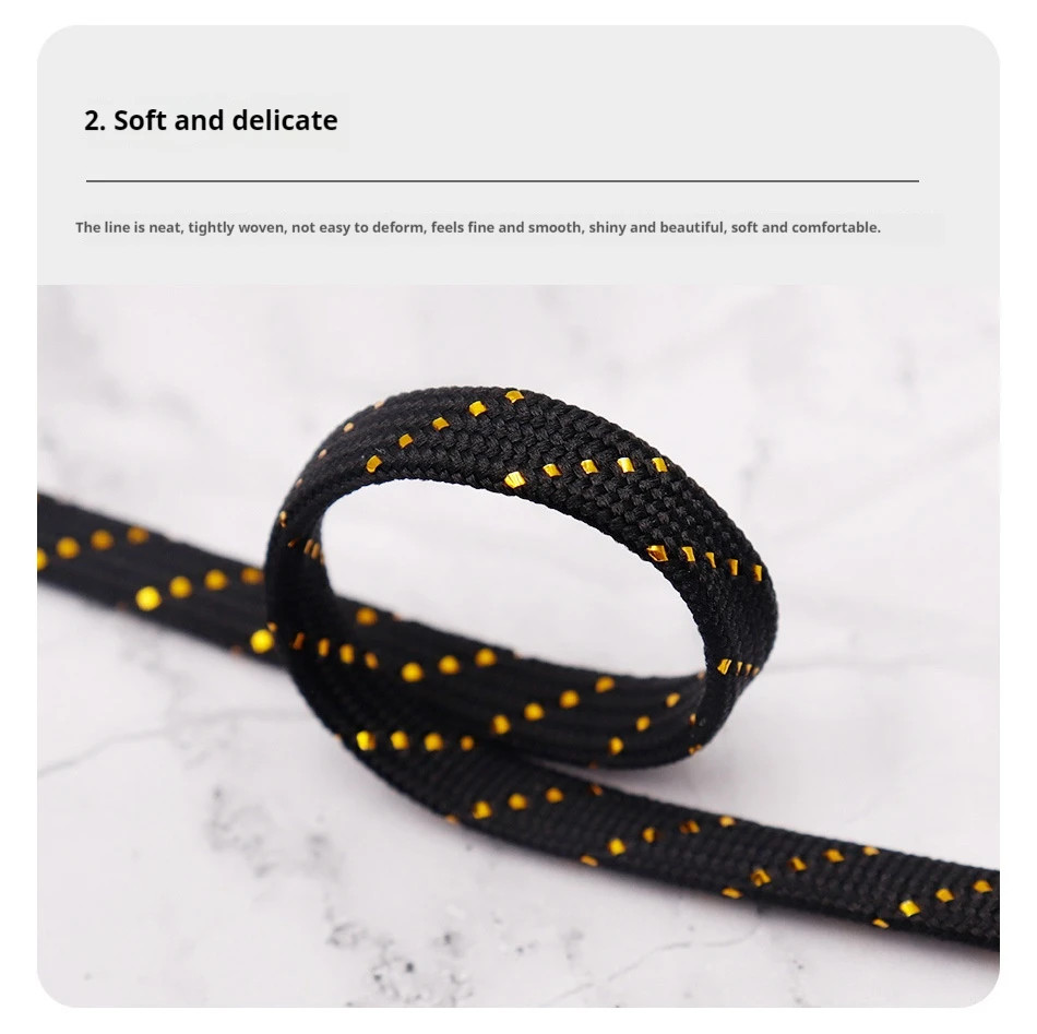 Luxury Gold wire Flat Shoelaces Sneakers Casual Shoe laces 7mm Wide Rope Shoelac