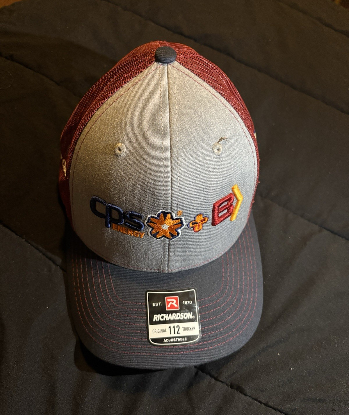 Richardson Trucker Hat Gray/Maroon/Navy Solid Mesh Back Adjustable One Size