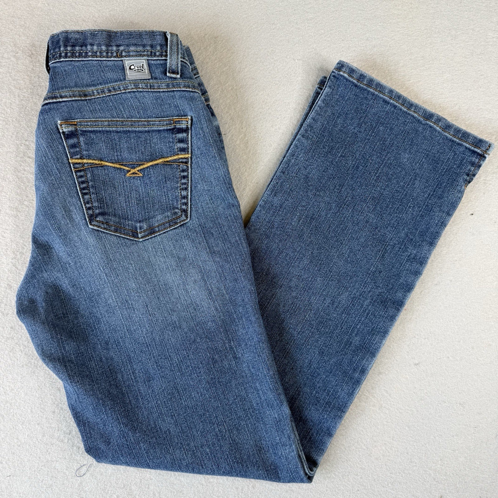 Cruel Girl Jeans Womens 7 Reg Blue Low Rise Slim Ankle Slit Med Rinse Western