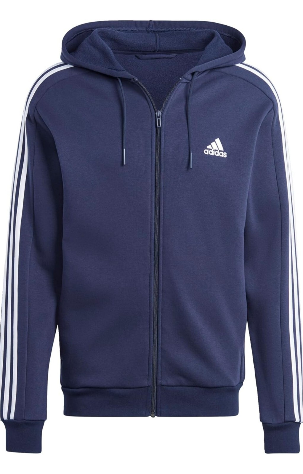 NEW adidas men Essentials Fleece 3-Stripes Full-Zip Hoodie RETAIL 2XL $65