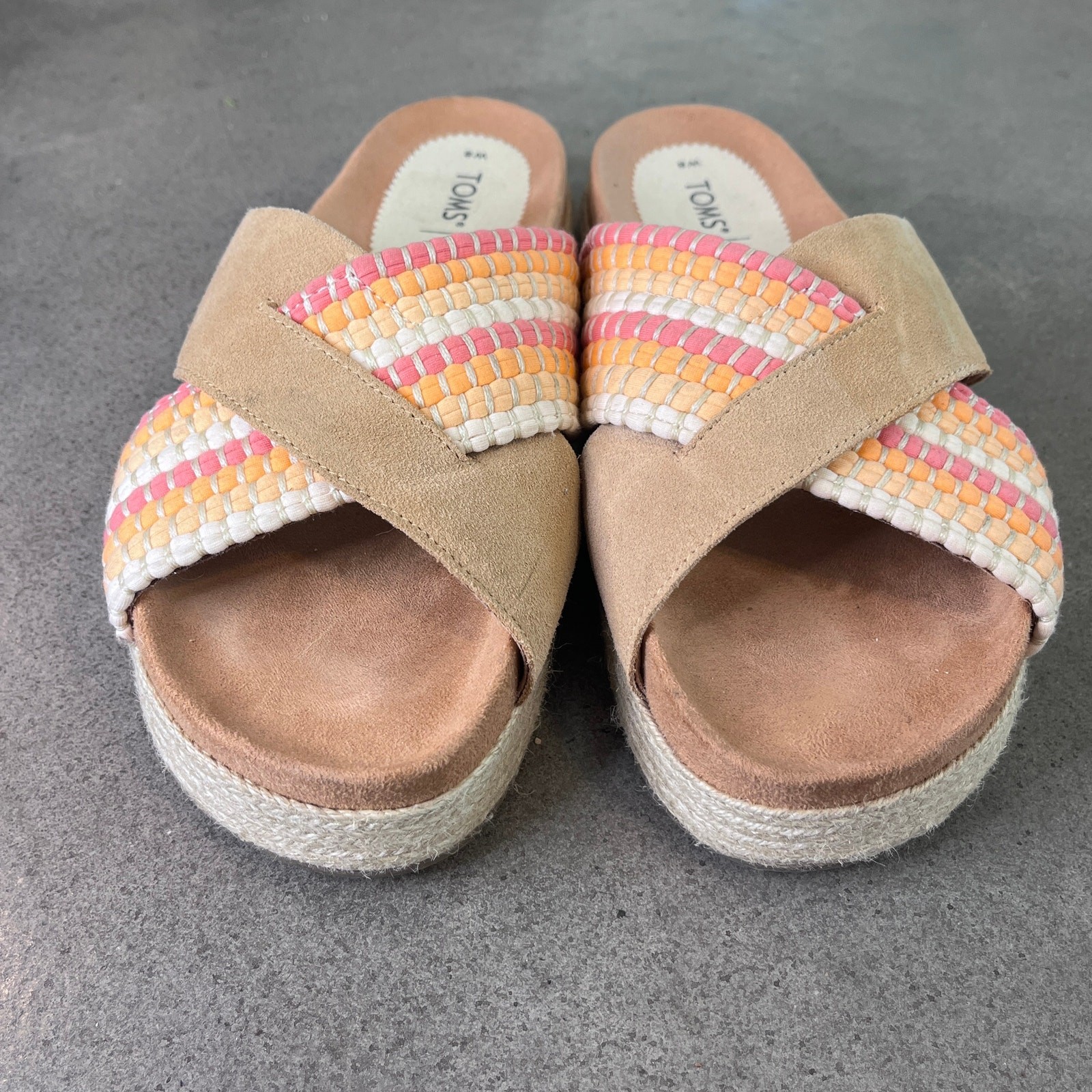 Toms shoes Paloma earth tone suede Sandals womens size 8.5 shoes