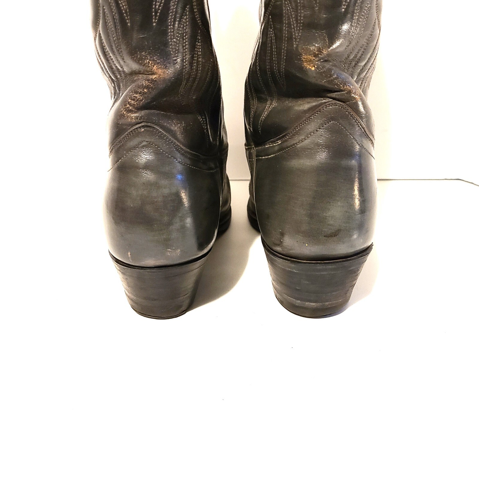 J. CHISHOLM WESTERN LEATHER COWBOY BOOTS MEN’S SIZE 9 D GRAY MADE IN USA