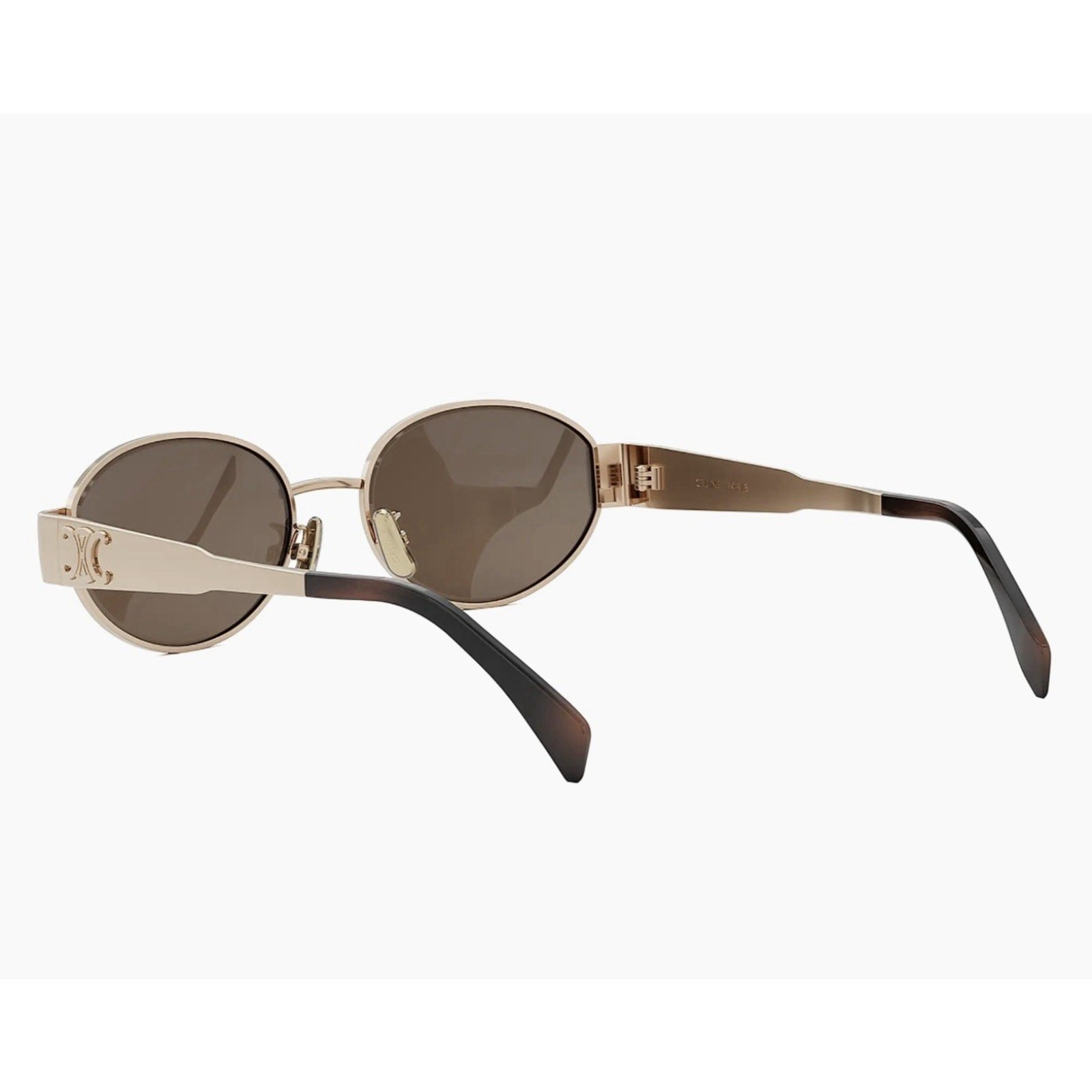 Celine CL40235U 28E Triomphe Metal Oval Sunglasses Rose Gold Brown AUTHENTIC