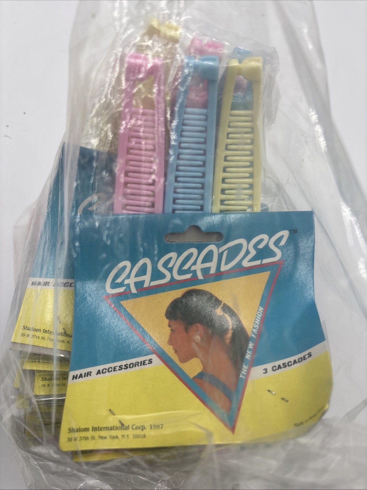 NOS 80s CASCADES 6” Banana Hair Clips Pastel 1 Pack Of 3 Total Vintage 80s Retro