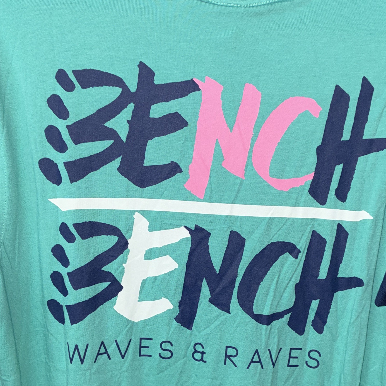 2 Bench Men’s Sz. S Crew Neck Short Sleeve Graphic Logo Tee Blue & Green NWT