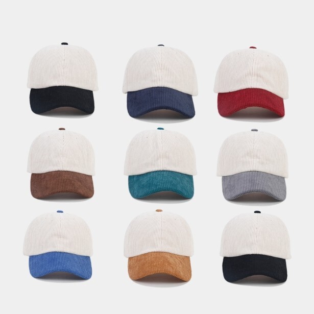 Two Tone Corduroy Baseball Cap Dad Hat Classic Adjustable Soft Plain Cap