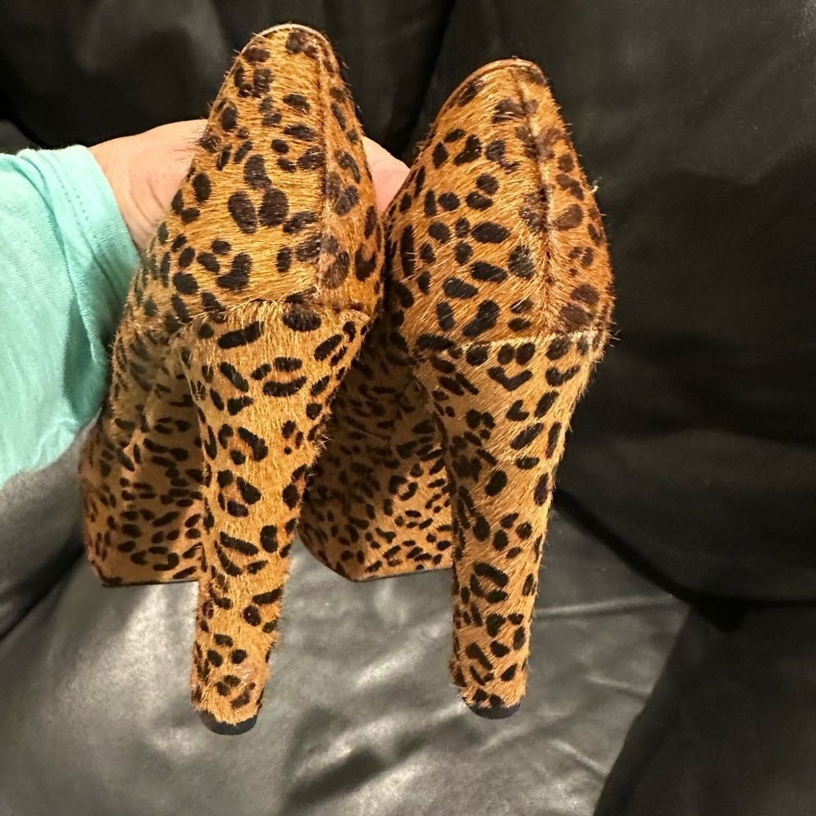 SAKS ANIMAL PRINT PLATFORM HEELED SHOES 36.5