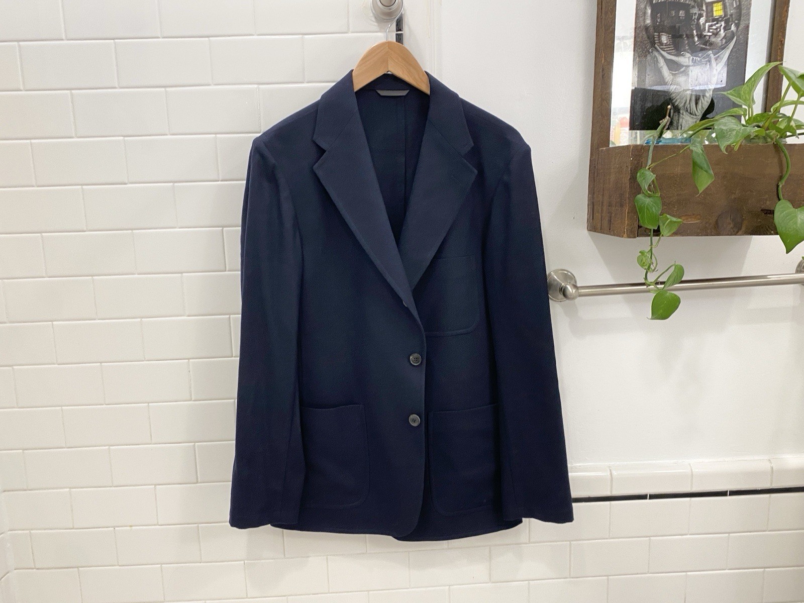 BUCK MASON navy FW25 WOOL 3/2 ROLL UNSTRUCTURED PATCH POCKET BLAZER 40 Jacket