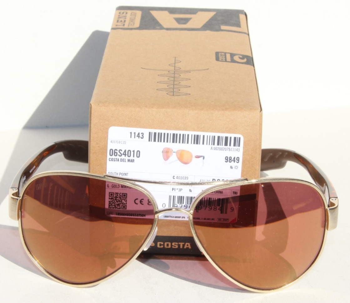 COSTA DEL MAR South Point POLARIZED Sunglasses Brushed Gold/Gold Mirror 580G NEW