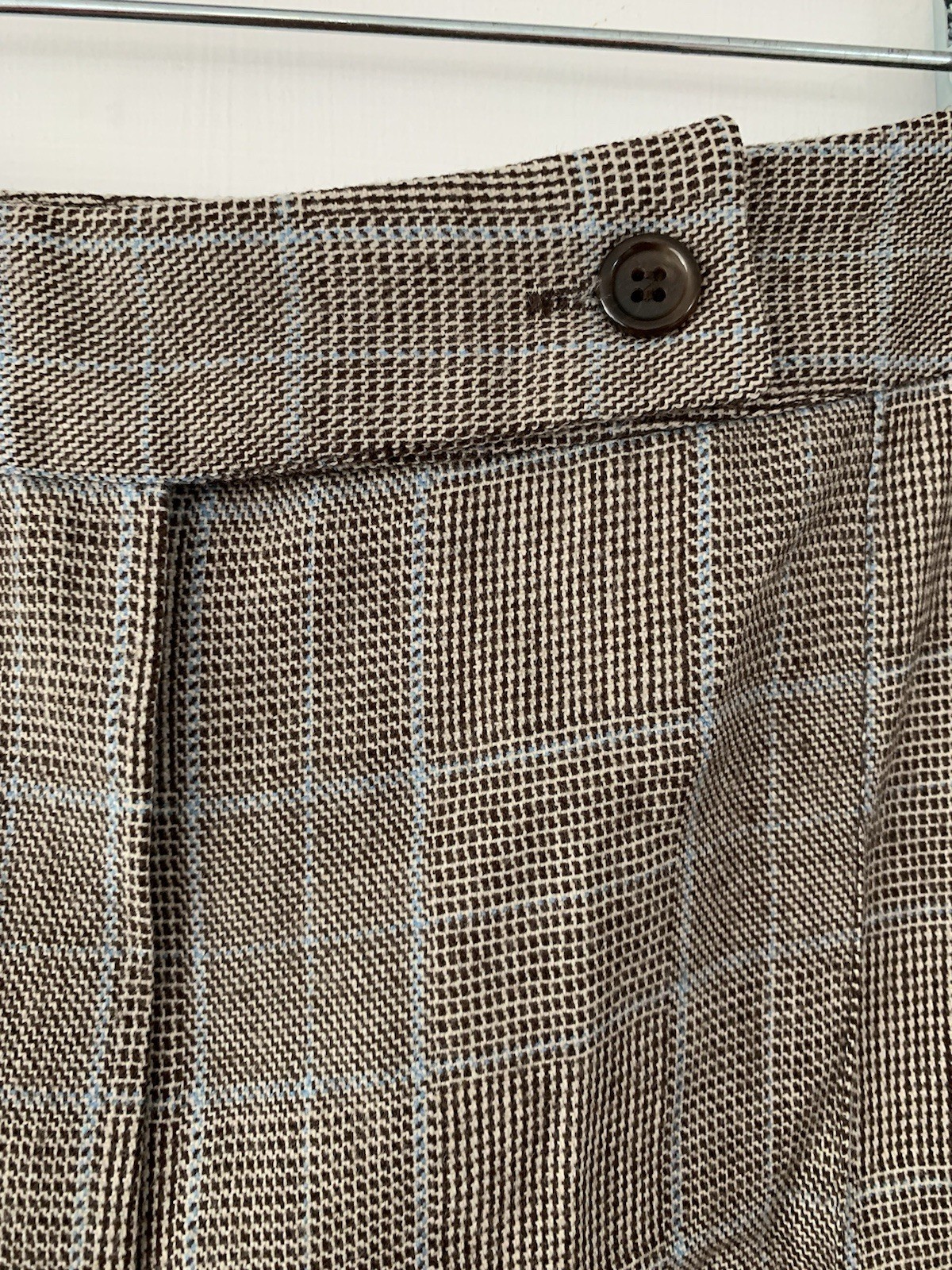 Harve Benard Wool Pants Size 14 Plaid Vintage Brown/blue/tan Zipper Cuffed
